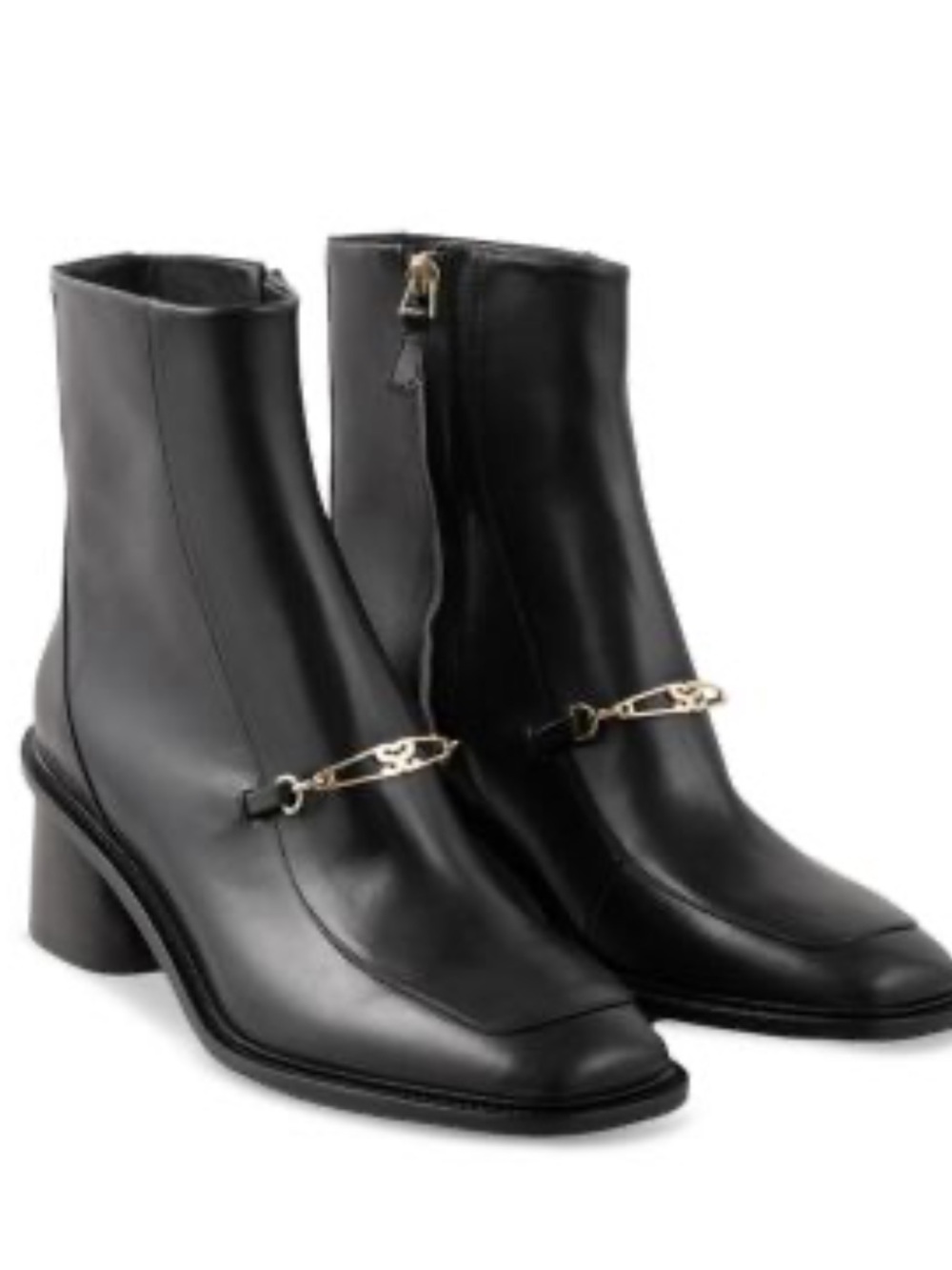 SANDRO AMBER square toe leather boots chain S Wrap detail eu 39 US 8